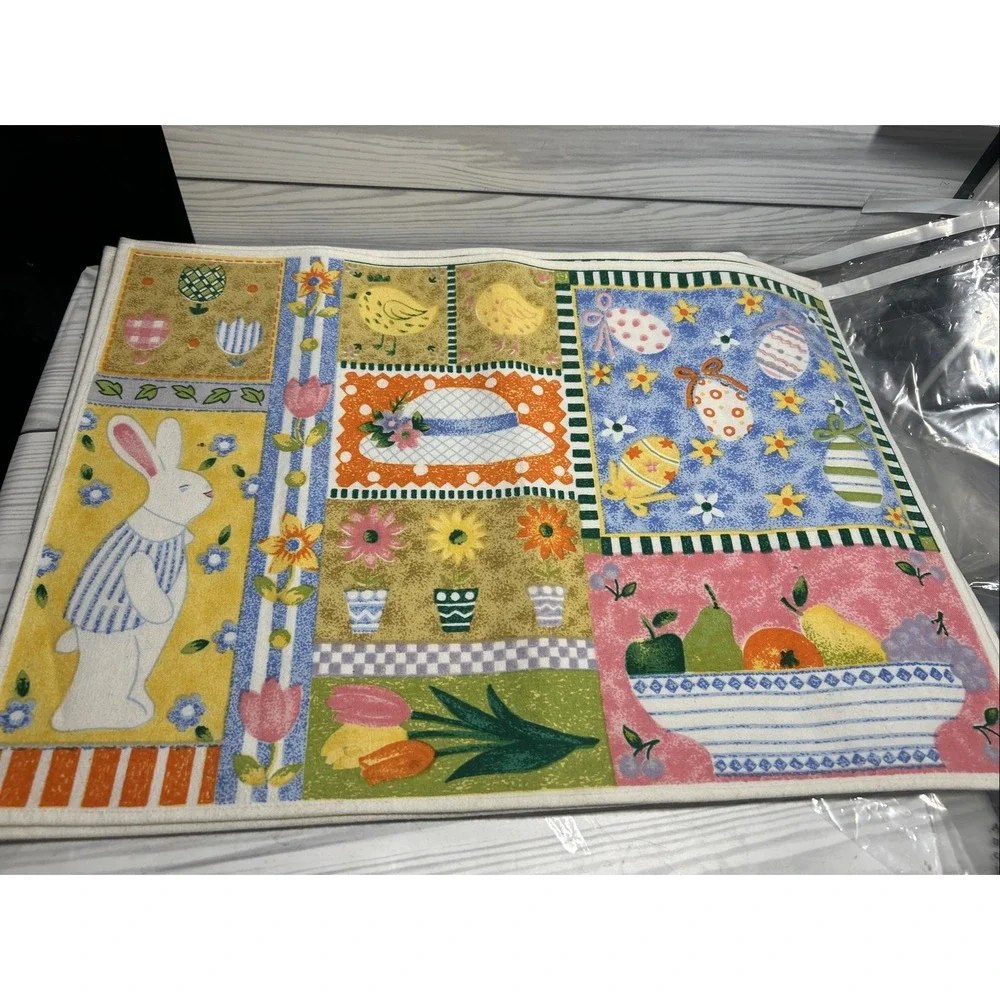 Pier One Imports Spring Easter Placemats Table Setting Bunny Rabbit Pastels 4ct